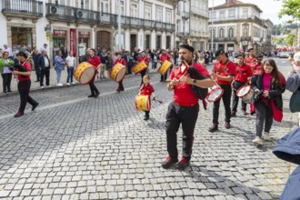 Political rally and march for May Day in city of Guimaraes, Braga district, northern Portugal,