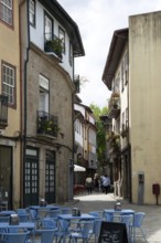 Historic medieval buildings in city centre, Rua Rainha Dona Maria I, Guimaraes, northern Portugal