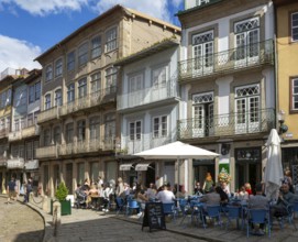 Historic medieval buildings in city centre, Rua Rainha Dona Maria I, Guimaraes, northern Portugal