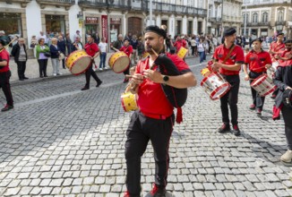 Political rally and march for May Day in city of Guimaraes, Braga district, northern Portugal,