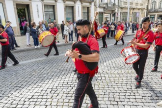 Political rally and march for May Day in city of Guimaraes, Braga district, northern Portugal,