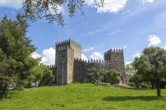 Walls of medieval Castle of Guimaraes, Guimaraes, northern Portugal