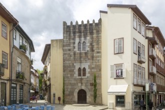 Torre dos Almadas, historic medieval buildings in city centre, Rua Rainha Dona Maria I, Guimaraes,
