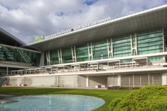 Modern architecture of airport terminal building, Aeroporto Francisco Sa Carneiro, Porto airport,