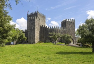 Walls of medieval Castle of Guimaraes, Guimaraes, northern Portugal
