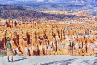 Man contemplating landscape, Bryce Canyon, Bryce Canyon National Park, Utah, USA, North America