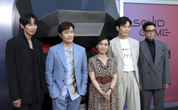 Park Sung Hoon, Lee Byung-hun, Kang Ae-shim, Lee Jung-jae and Choi Seung-hyun at Netflix's 'Squid