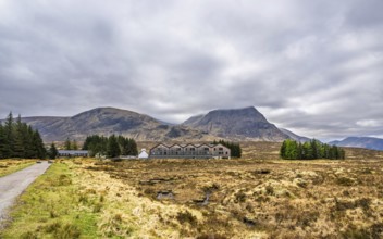 Mountains and Moors over Glen Etive Valley, Glencoe, Highlands, Scotland and Buachaille Etive Mòr,