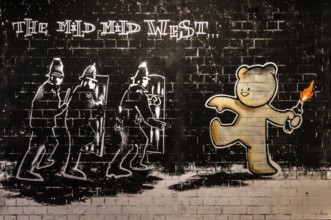 Banksy - Mild Mild West, reaction to police crackdown on unlicensed rave parties, 1999, Stokes