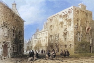 Street in Galway, Ireland, from the Landscape and Antiquities of Ireland, 1841, digital