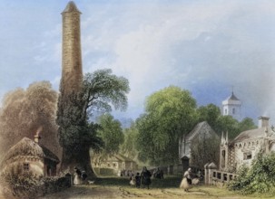 Clondalkin, Ireland, from the Landscape and Antiquities of Ireland, 1841, digital reproduction of a