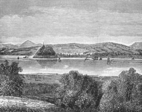 The Clyde opposite Dumbarton Castle, c. 1870, Strathclyde, Scotland, digital reproduction of a