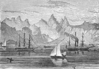 Harbour of Aden, around 1870, Yemen, digital reproduction of a historical model, Asia