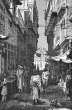 Street scene in Peshawar, Khyber Pakhtunkhwa, around 1870, Pakistan, digital reproduction of a