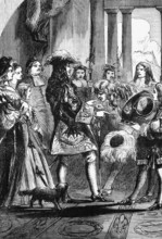 James II of England, James II, (14 October 1633 to 16 September 1701) takes leave of Louis XIV,