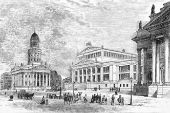 The New Church, the Theatre Royal and part of the French Church, around 1870, Berlin, Germany,