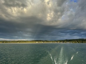 Evening mood, many clouds, Lake Starnberg, Bavaria, Germany, Europe