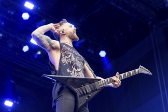Matthew Tuck, singer of Bullet for My Valentine at the Rock am Ring Festival on Saturday,