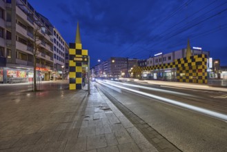 Steintor tram stop, designer Alessandro Mendini, general architecture, car headlights, traces of