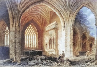 Interior of Holy Cross Abbey, County Tipperary, Ireland, from the Landscape and Antiquities of