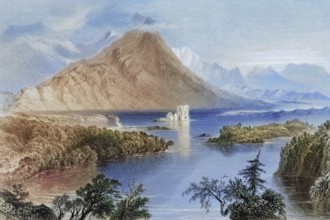 Ballynahinch, Lake Connemara, County Galway, Ireland, digital reproduction of a historical model,