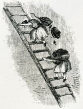 Women transporting coal to the surface in the mines of eastern Scotland in the 19th century. From