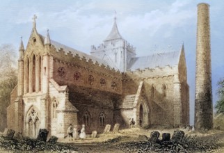 St Canice, Kilkenny, Ireland, from the Landscape and Antiquities of Ireland, 1841, digital