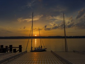 Sunset, Lake Starnberg, Bavaria, Germany, Europe