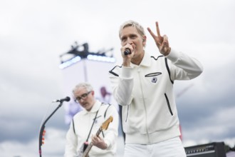 Felix Brummer (Felix Kummer), singer of Kraftklub at a secret gig of the band at the Rock am Ring