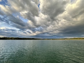Evening mood, many clouds, Lake Starnberg, Bavaria, Germany, Europe