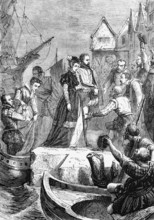 Mary Stuart lands in Leith, Scotland. After the burning of Holyroodhouse during the raid on
