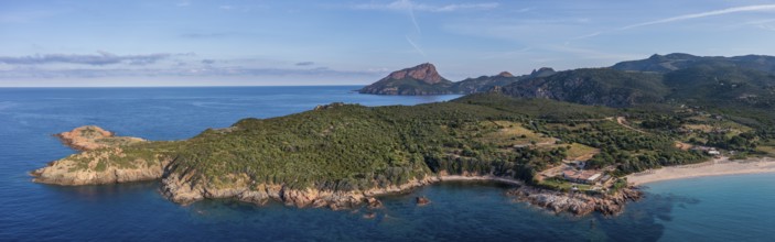 Aerial view, Panorama, Plage d'Arone, Corsica, France, Europe