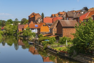 Old fishermen's settlement along the Werra, Bad Sooden, Allendorf, district Allendorf, street