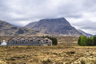 Mountains and Moors over Glen Etive Valley, Glencoe, Highlands, Scotland and Buachaille Etive Mòr,