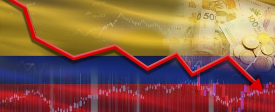 Colombia financial crisis on economic graph. Financial fall of Colombia on economy market