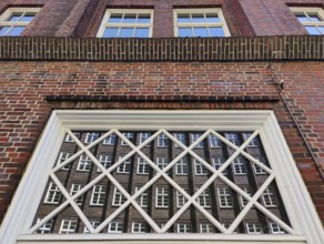 Reflection of the façade of the Sprinkenhof, Brick Expressionism, Kontorhausviertel, UNESCO World