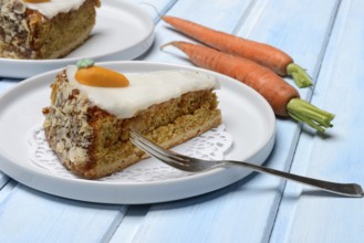 Carrot cake and carrots on a plate, carrot cake, carrot cake