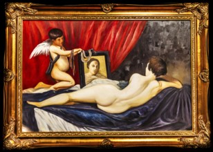 Banksy - Venus, series, Corrupted Oils, redesign of Velaszquez iconic Venus of Rokeby, critique of
