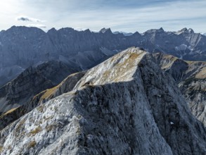 Aerial view, Alpine panorama of the Gamsjoch group, Eng valley, Karvendel, Tyrol, Austria, Europe