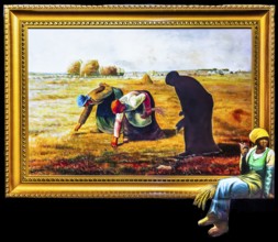 Banksy - The Gleaners, Jeans-Francois Millet, cigarette break while reading a book, 2008,