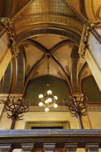 Decorated vaulted ceiling, Parliament building, interior view, Budapest, Hungary, Europe