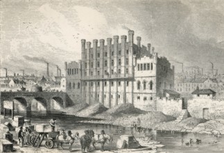 Exterior view of the Castle Grinding Mill, Sheffield, South Yorkshire, England in the 19th century.