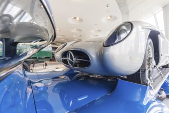 Mercedes-Benz racing car fast transporter from 1955 with 300 SLR racing car. The Mercedes-Benz