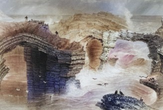 Natural bridges near Kilkee, County Clare, Ireland, from the Scenery and Antiquities of Ireland,