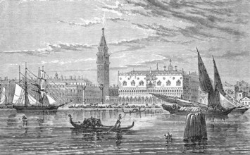 St Mark's Basilica and Doge's Palace, c. 1870, Venice, Italy, digital reproduction of a historical
