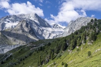 Mountain peak Mont Blanc de Cheilon and glacier Glacier de Tsijore Nouve, Valais, Western Alps,