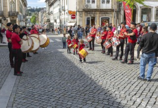 Political rally and march for May Day in city of Guimaraes, Braga district, northern Portugal,