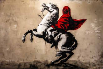 Banksy - Blind Napoleon, reinterpretation of the painting by Jacques-Louis David, metaphor for