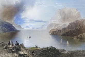 Eagle Mountain, Killeries, Connemara, Ireland, from the Landscape and Antiquities of Ireland, 1841,