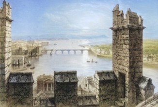 The Shannon from the tower of Limerick Cathedral, Ireland, from the Landscape and Antiquities of